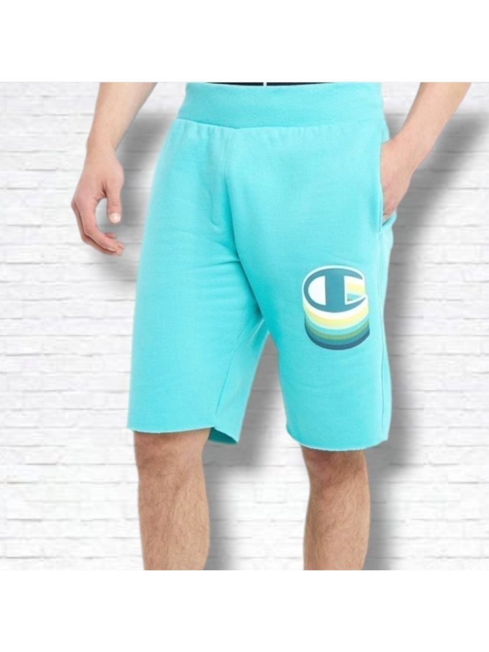 NEW! Champion Heritage Teal Blue Reverse Weave Cut Off Short Size M Men's